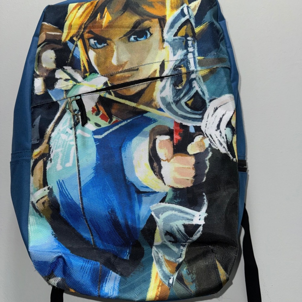 Nintendo Zelda Breath of the Wild Link Backpack Bioworld Blue Gaming School Bag